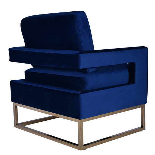 VIG Furniture Modrest Edna Modern Blue Velvet & Gold Accent Chair VGRH-RHS-AC-201-BLU