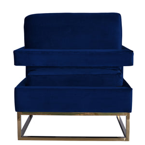 VIG Furniture Modrest Edna Modern Blue Velvet & Gold Accent Chair VGRH-RHS-AC-201-BLU