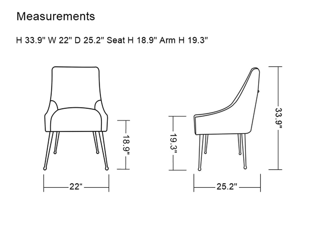 VIG Furniture Modrest Castana Modern Grey Velvet & Gold Dining Chair (Set of 2) VGRH-RHS-DC-101-GRY