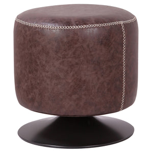 Gaia Modern Industrial Round Ottoman with 360-Degree Swivel, Charming X-Stitch, Fully Assembled