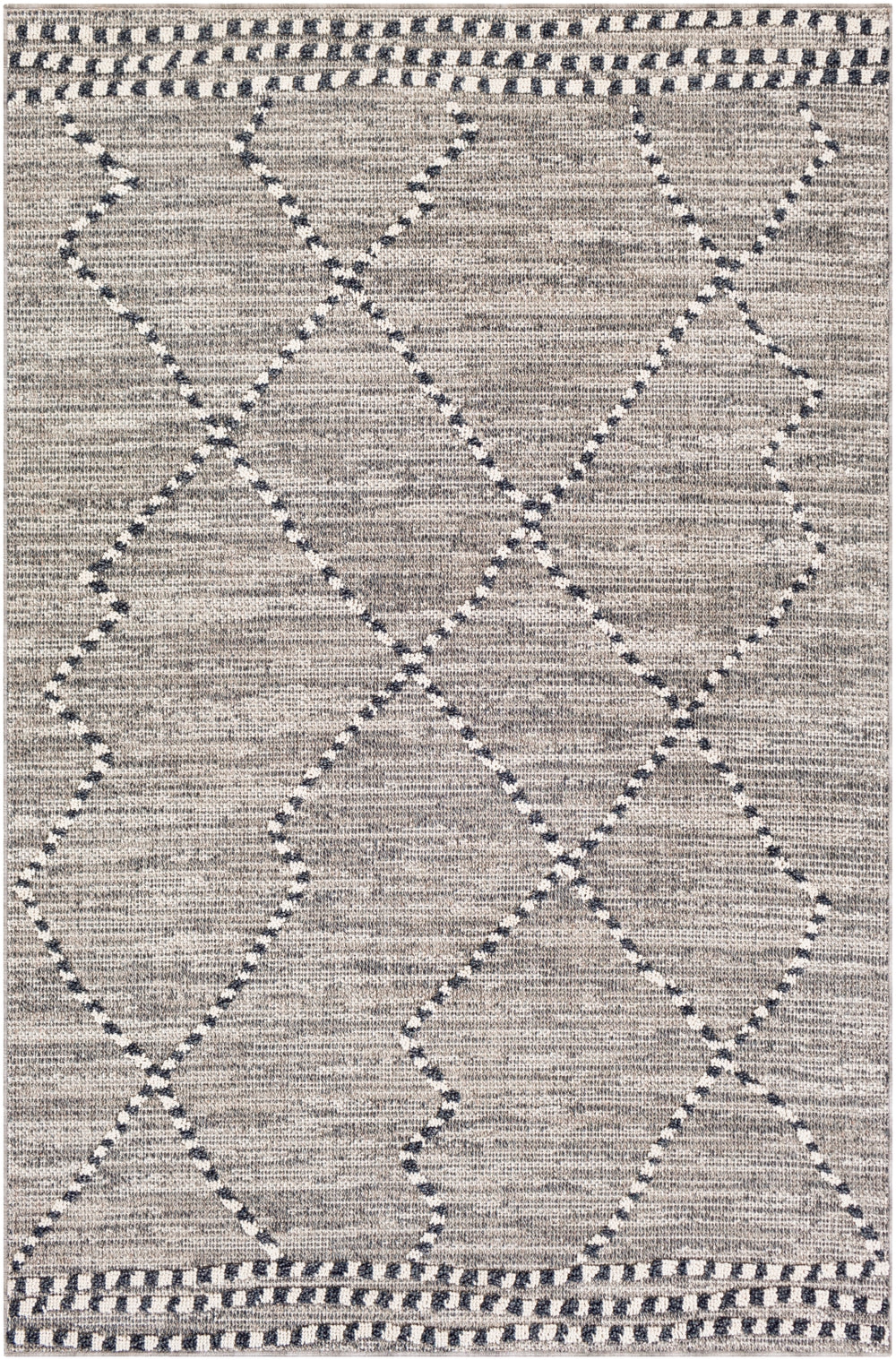 Ariana RIA-2300 Global Polypropylene Rug RIA2300-679 Charcoal, Medium Gray, Taupe, White 100% Polypropylene 6'7" x 9'