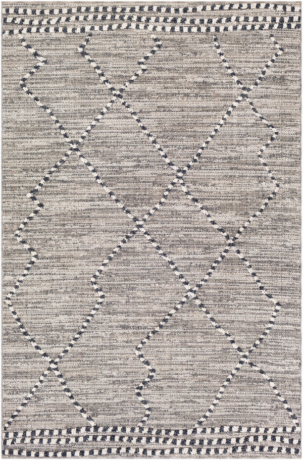 Ariana RIA-2300 Global Polypropylene Rug RIA2300-679 Charcoal, Medium Gray, Taupe, White 100% Polypropylene 6'7" x 9'