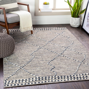 Ariana RIA-2300 Global Polypropylene Rug RIA2300-710103 Charcoal, Medium Gray, Taupe, White 100% Polypropylene 7'10" x 10'3"