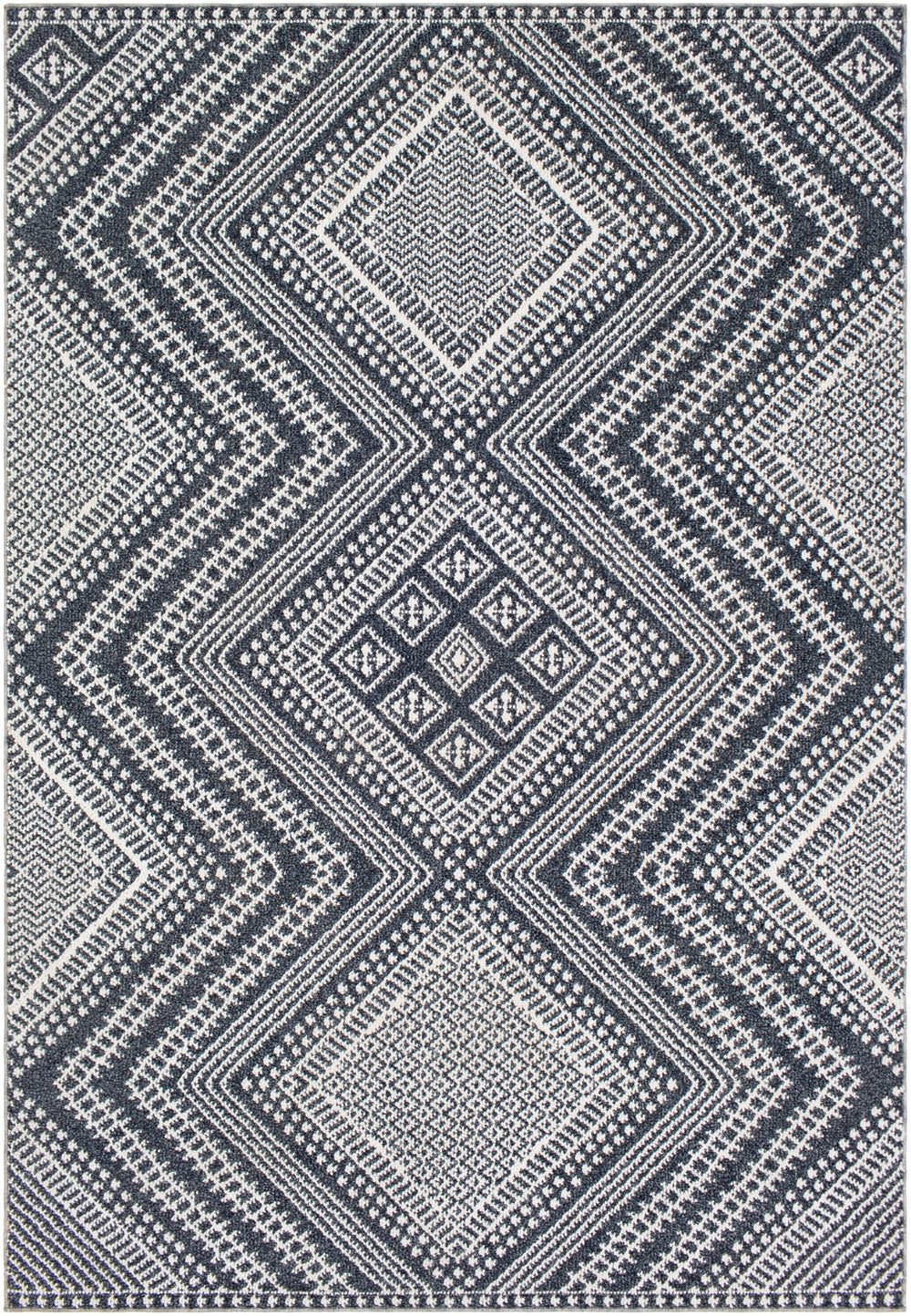 Ariana RIA-2301 Global Polypropylene Rug RIA2301-679 Charcoal, Medium Gray, White 100% Polypropylene 6'7" x 9'