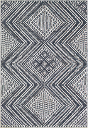 Ariana RIA-2301 Global Polypropylene Rug RIA2301-679 Charcoal, Medium Gray, White 100% Polypropylene 6'7" x 9'
