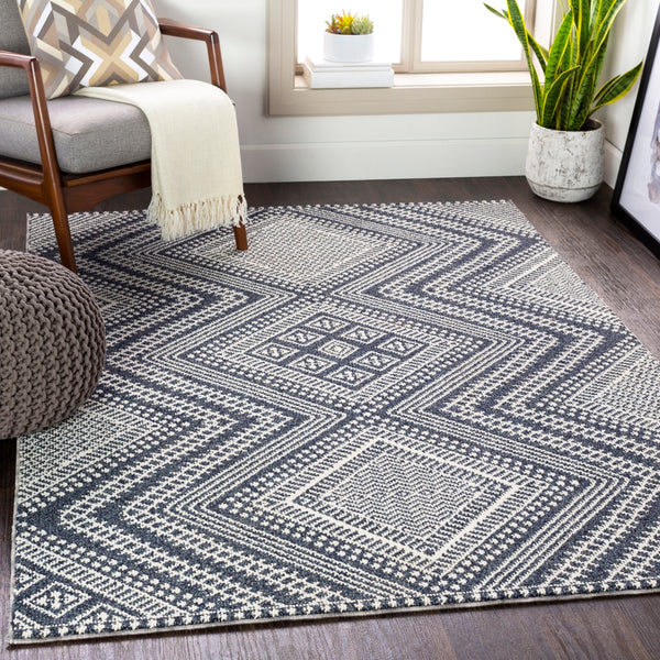 Ariana RIA-2301 Global Polypropylene Rug RIA2301-710103 Charcoal, Medium Gray, White 100% Polypropylene 7'10" x 10'3"
