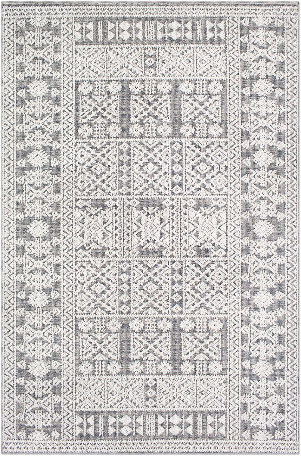 Ariana RIA-2305 Global Polypropylene Rug RIA2305-81012 White, Medium Gray, Taupe, Charcoal 100% Polypropylene 8'10" x 12'