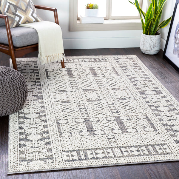 Ariana RIA-2305 Global Polypropylene Rug RIA2305-81012 White, Medium Gray, Taupe, Charcoal 100% Polypropylene 8'10" x 12'