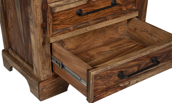 Porter Designs Crossroads Solid Sheesham Wood Natural Nightstand Brown 04-196-04-C03H