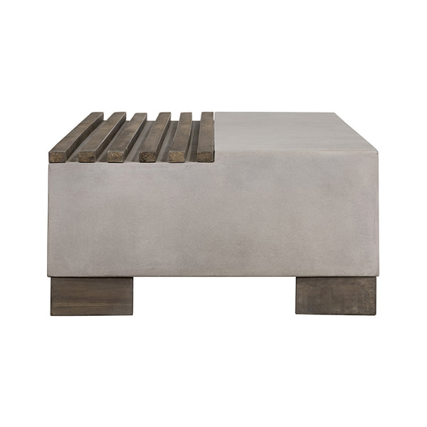 VIG Furniture Modrest Delaware Modern Concrete & Acacia Rectangular Coffee Table VGLBRIVI-CF120-01