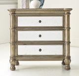 Melange Transitional Montage Bedside Chest In Hardwood Solids And Silver Leaf With Antique Mirror