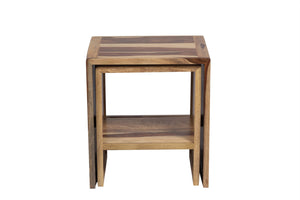 Porter Designs Sheesham Accents Solid Wood Set of 2 Nesting Natural End Table Natural 07-116-11-PDU07