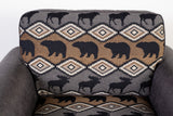 Porter Designs Hunter Wildlife Pattern Reversible to Leather-Look Transitional Chair Gray 01-33C-03-8022