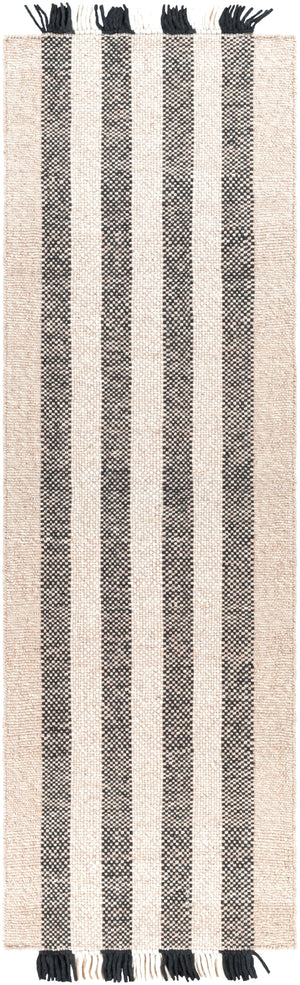 Reliance RLI-2302 Modern Wool Rug RLI2302-268 Black, Beige, Cream 100% Wool 2'6" x 8'