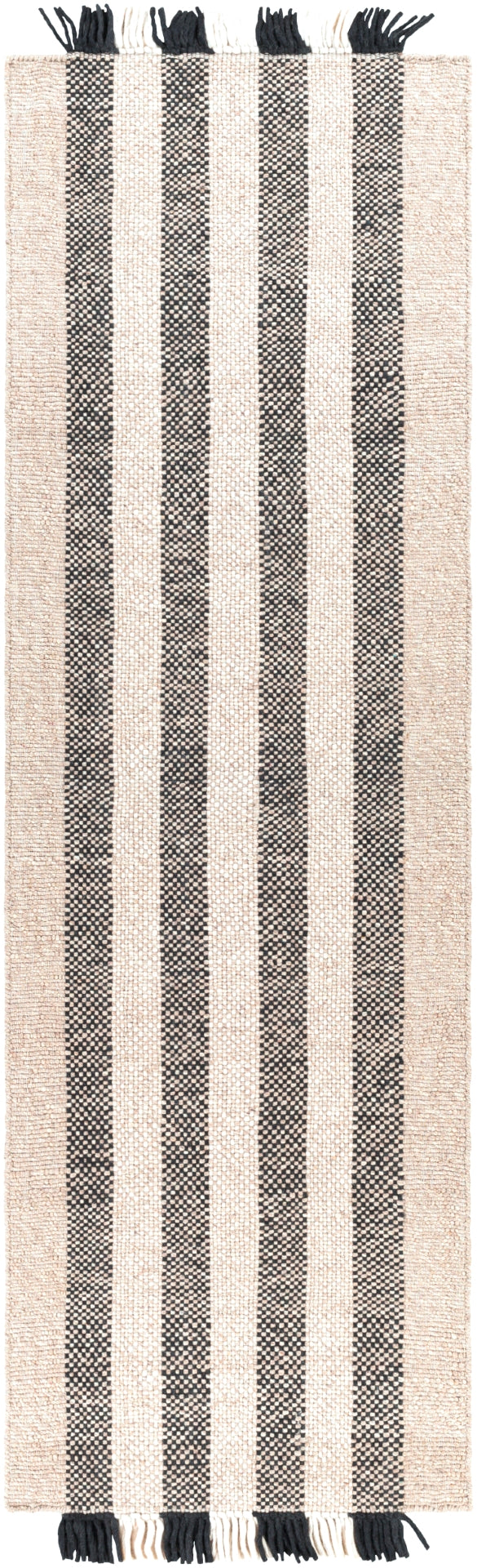 Reliance RLI-2302 Modern Wool Rug RLI2302-268 Black, Beige, Cream 100% Wool 2'6" x 8'