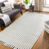 Reliance RLI-2309 Modern Wool Rug RLI2309-81012 Black, Light Gray, Cream 100% Wool 8'10" x 12'