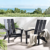 Zuma Outdoor Acacia Wood Foldable Adirondack Chairs (Set of 2), Black