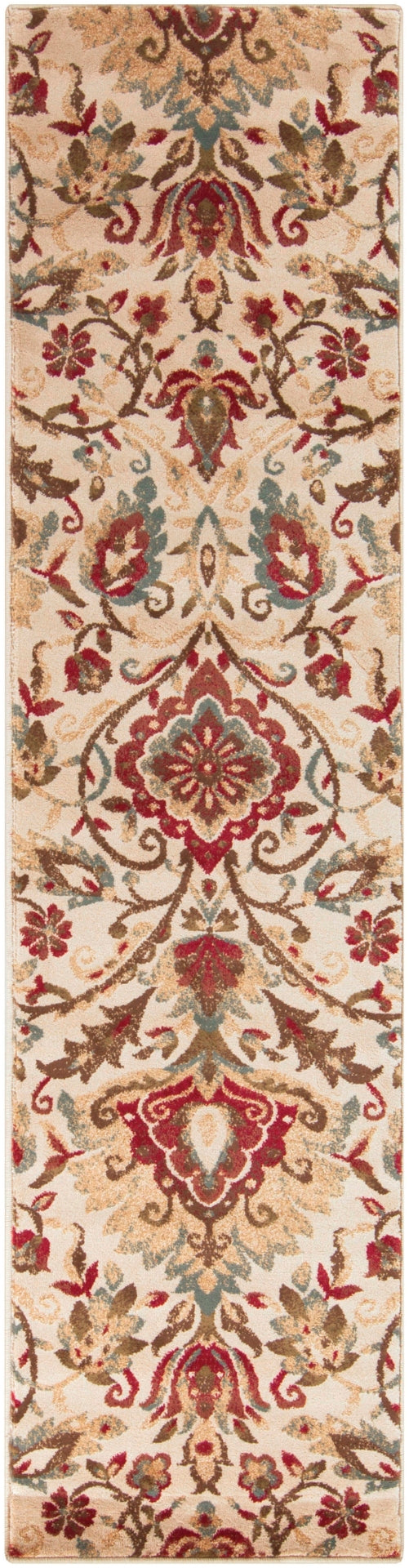 Riley RLY-5017 Traditional Polypropylene Rug RLY5017-275 Dark Red, Camel, Khaki, Dark Brown, Tan, Denim, Charcoal 100% Polypropylene 2' x 7'5"