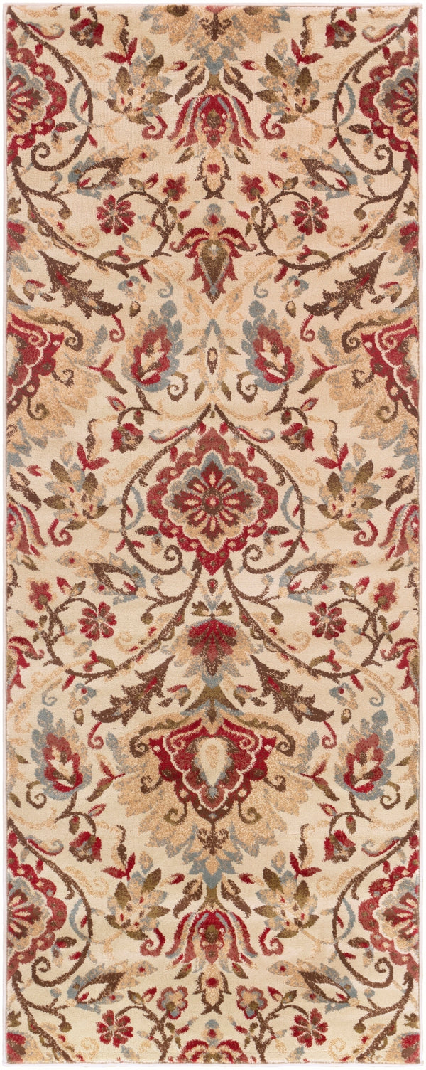 Riley RLY-5017 Traditional Polypropylene Rug RLY5017-38 Dark Red, Camel, Khaki, Dark Brown, Tan, Denim, Charcoal 100% Polypropylene 2'11" x 7'3"