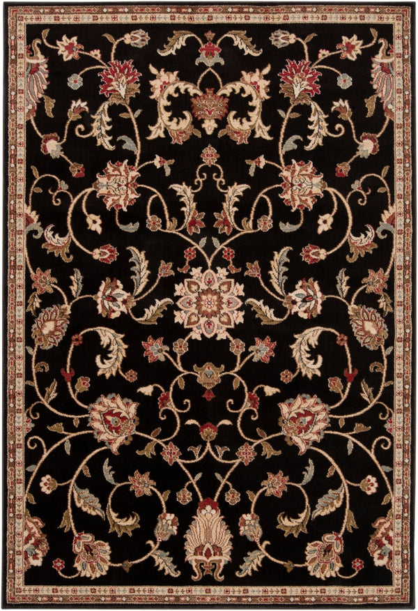 Riley RLY-5025 Traditional Polypropylene Rug RLY5025-5376 Black, Tan, Bright Orange, Camel, Dark Brown, Medium Gray, Beige 100% Polypropylene 5'3" x 7'7"