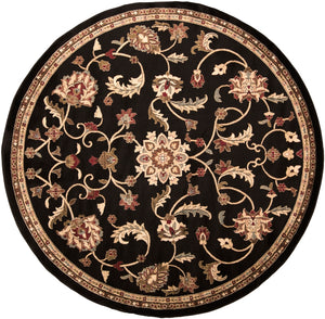 Riley RLY-5025 Traditional Polypropylene Rug RLY5025-8RD Black, Tan, Bright Orange, Camel, Dark Brown, Medium Gray, Beige 100% Polypropylene 7'10" Round
