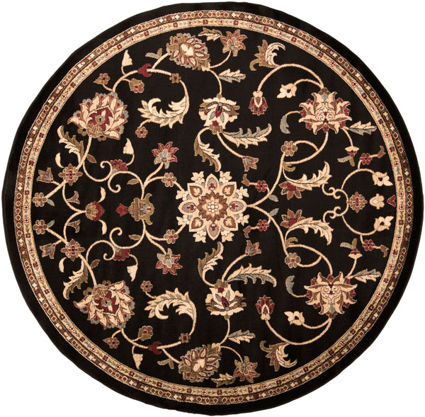 Riley RLY-5025 Traditional Polypropylene Rug RLY5025-8RD Black, Tan, Bright Orange, Camel, Dark Brown, Medium Gray, Beige 100% Polypropylene 7'10" Round
