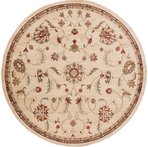 Riley RLY-5026 Traditional Polypropylene Rug RLY5026-8RD Khaki, Tan, Dark Brown, Black, Camel, Medium Gray, Bright Orange 100% Polypropylene 7'10" Round