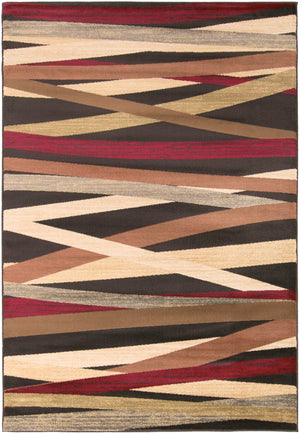 Riley RLY-5057 Modern Polypropylene Rug RLY5057-6698 Burgundy, Dark Brown, Butter, Wheat, Olive, Camel, Medium Gray 100% Polypropylene 6'7" x 9'6"
