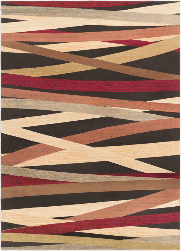 Riley RLY-5057 Modern Polypropylene Rug RLY5057-7101010 Burgundy, Dark Brown, Butter, Wheat, Olive, Camel, Medium Gray 100% Polypropylene 7'10" x 10'10"