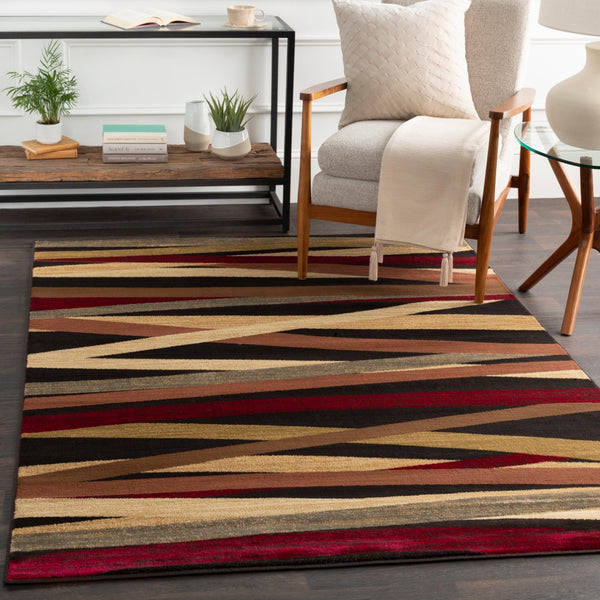 Riley RLY-5057 Modern Polypropylene Rug RLY5057-7101010 Burgundy, Dark Brown, Butter, Wheat, Olive, Camel, Medium Gray 100% Polypropylene 7'10" x 10'10"