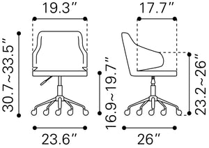 Zuo Modern Designer 100% Polyurethane, Plywood, Steel Modern Commercial Grade Office Chair Brown, Chrome 100% Polyurethane, Plywood, Steel