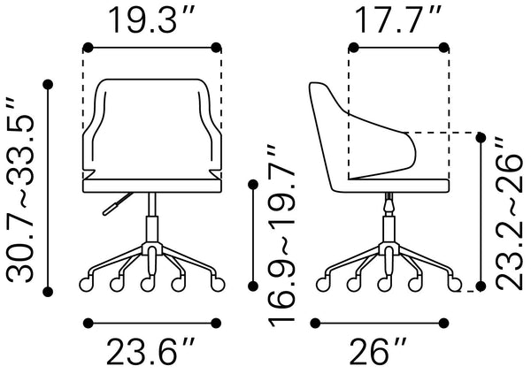 Zuo Modern Designer 100% Polyurethane, Plywood, Steel Modern Commercial Grade Office Chair Brown, Chrome 100% Polyurethane, Plywood, Steel
