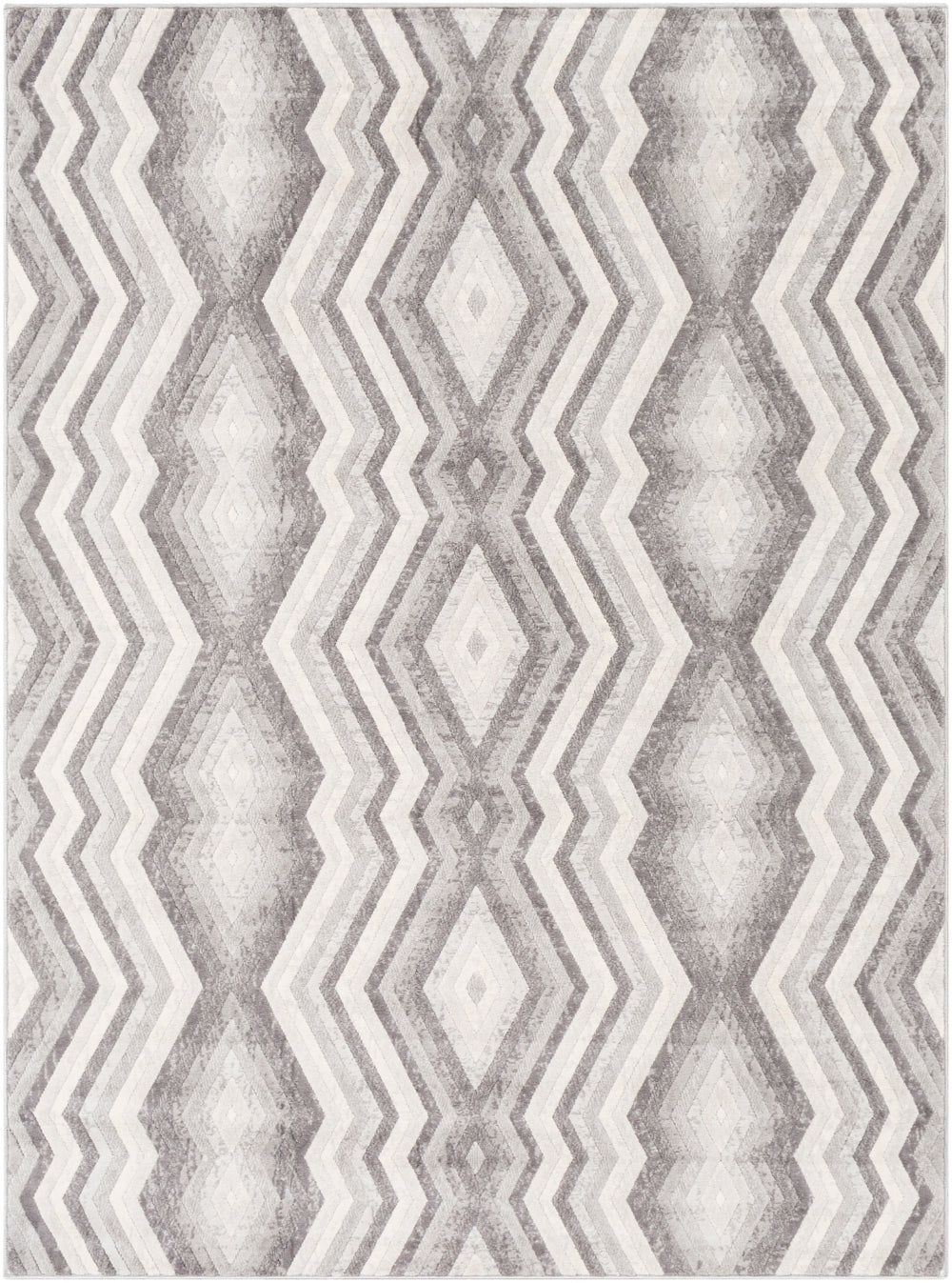 Remy RMY-2311 Modern Polypropylene Rug RMY2311-71010 Charcoal, Medium Gray, Light Gray, White 100% Polypropylene 7'10" x 10'