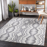 Remy RMY-2311 Modern Polypropylene Rug RMY2311-71010 Charcoal, Medium Gray, Light Gray, White 100% Polypropylene 7'10" x 10'