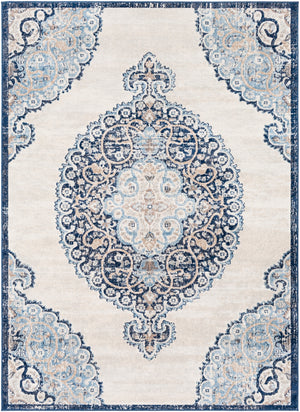 Remy RMY-2318 Traditional Polypropylene Rug RMY2318-71010 Dark Blue, Denim, White, Light Gray, Medium Gray, Charcoal, Taupe, Camel 100% Polypropylene 7'10" x 10'