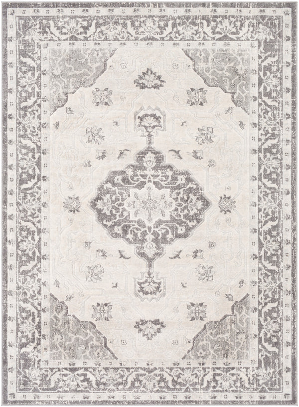 Remy RMY-2321 Traditional Polypropylene Rug RMY2321-71010 Charcoal, Medium Gray, White, Light Gray 100% Polypropylene 7'10" x 10'