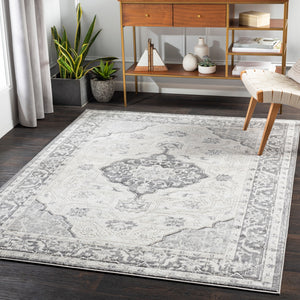 Remy RMY-2321 Traditional Polypropylene Rug RMY2321-71010 Charcoal, Medium Gray, White, Light Gray 100% Polypropylene 7'10" x 10'