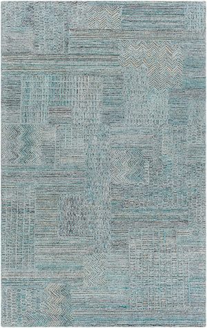 Rosario ROA-2301 Modern Polyester, Wool Rug ROA2301-81012 Denim, Medium Gray, Charcoal 80% Polyester, 20% Wool 8'10" x 12'