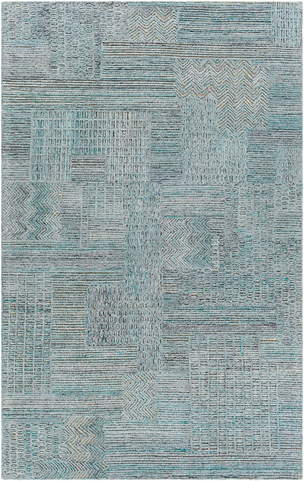 Rosario ROA-2301 Modern Polyester, Wool Rug ROA2301-81012 Denim, Medium Gray, Charcoal 80% Polyester, 20% Wool 8'10" x 12'