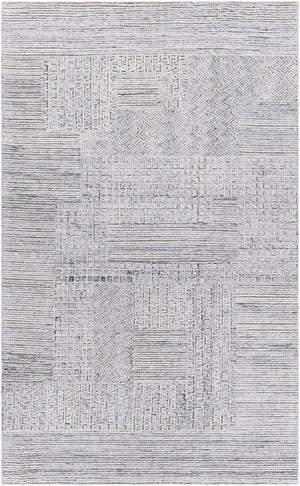 Rosario ROA-2302 Modern Polyester, Wool Rug ROA2302-81012 Charcoal, Medium Gray, Light Gray 80% Polyester, 20% Wool 8'10" x 12'
