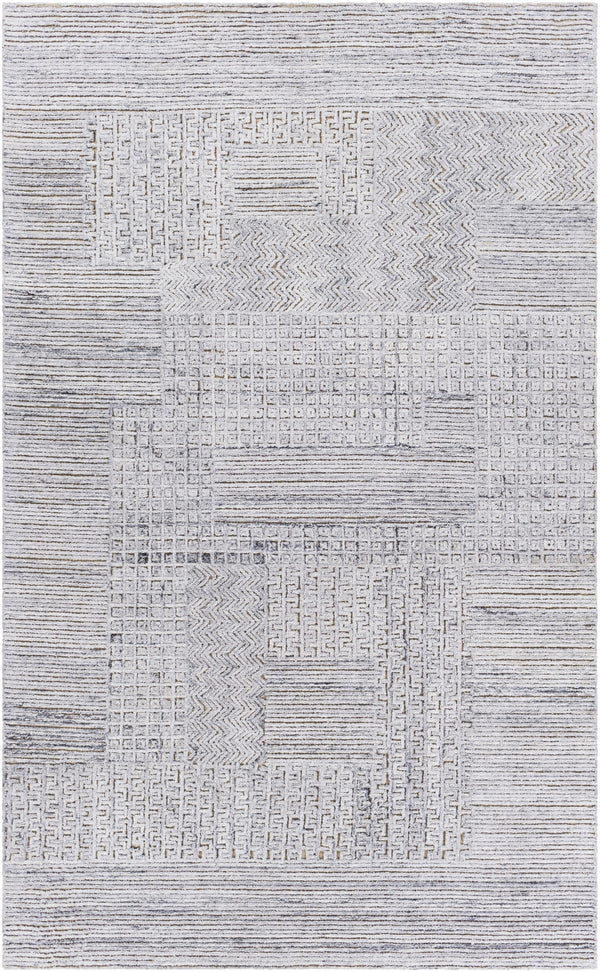 Rosario ROA-2302 Modern Polyester, Wool Rug ROA2302-81012 Charcoal, Medium Gray, Light Gray 80% Polyester, 20% Wool 8'10" x 12'