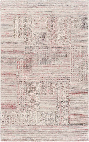 Rosario ROA-2303 Modern Polyester, Wool Rug ROA2303-81012 Charcoal, Medium Gray, Light Gray, Rose, Pale Pink, Beige 80% Polyester, 20% Wool 8'10" x 12'