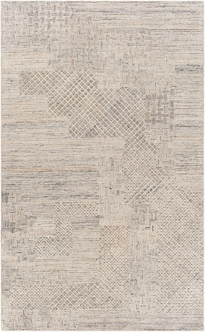 Rosario ROA-2304 Modern Polyester, Wool Rug ROA2304-81012 Charcoal, Medium Gray, Taupe, Beige 80% Polyester, 20% Wool 8'10" x 12'