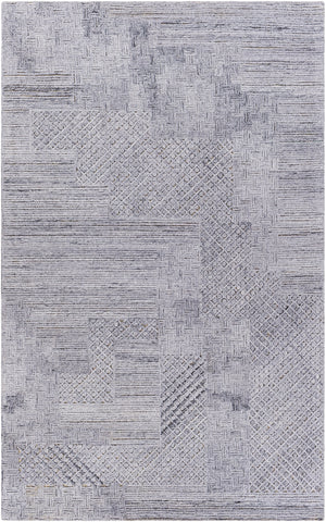 Rosario ROA-2305 Modern Polyester, Wool Rug ROA2305-81012 Charcoal, Medium Gray, Light Gray 80% Polyester, 20% Wool 8'10" x 12'