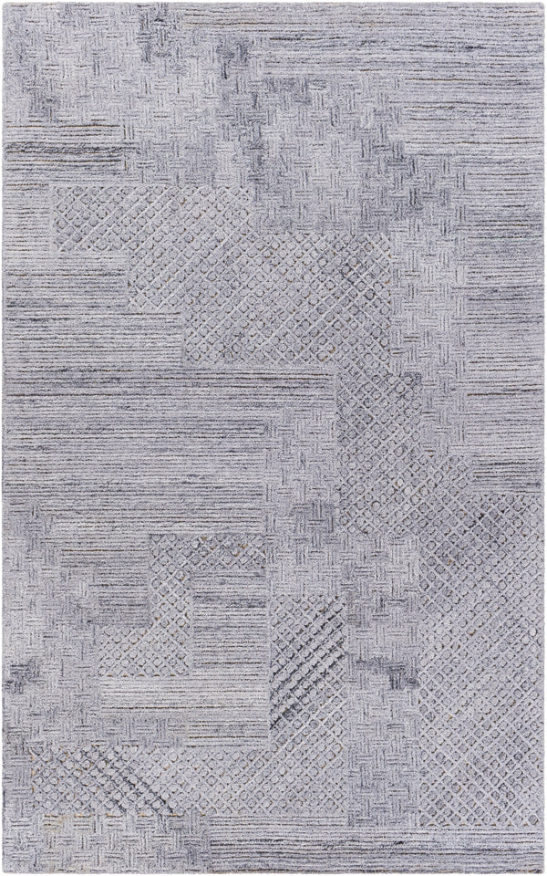Rosario ROA-2305 Modern Polyester, Wool Rug ROA2305-81012 Charcoal, Medium Gray, Light Gray 80% Polyester, 20% Wool 8'10" x 12'