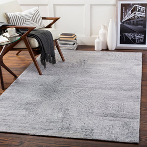Rosario ROA-2305 Modern Polyester, Wool Rug ROA2305-81012 Charcoal, Medium Gray, Light Gray 80% Polyester, 20% Wool 8'10" x 12'