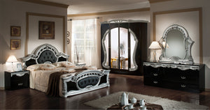 VIG Furniture Modrest Rococo - Italian Classic Black & Silver Bedroom Set VGACROCOCO-BLK