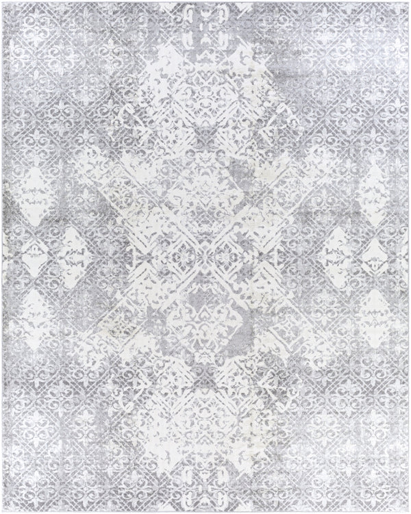 Roma ROM-2305 Cottage Polypropylene Rug ROM2305-71010 Medium Gray, Light Gray, White 100% Polypropylene 7'10" x 10'