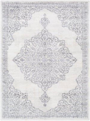 Roma ROM-2317 Traditional Polypropylene Rug ROM2317-9123 Medium Gray, Light Gray, White 100% Polypropylene 9' x 12'3"