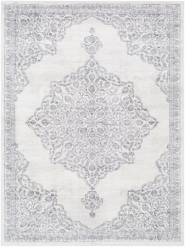 Roma ROM-2317 Traditional Polypropylene Rug ROM2317-9123 Medium Gray, Light Gray, White 100% Polypropylene 9' x 12'3"